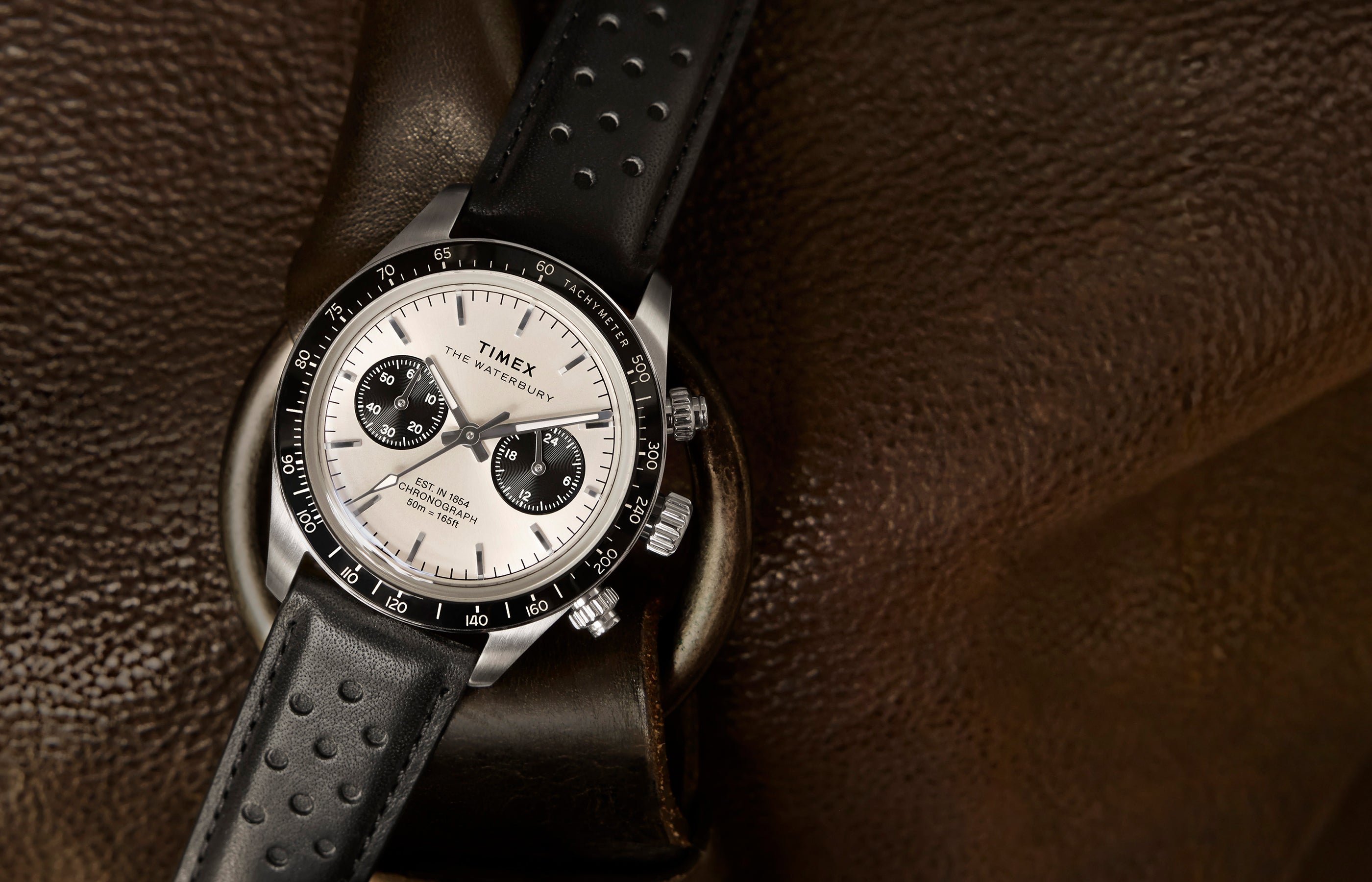 Waterbury Heritage Chronograph 39mm Leather Strap Watch
