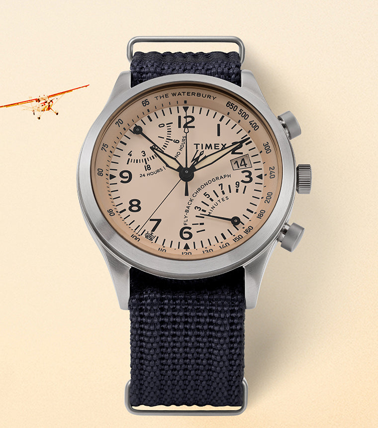 Waterbury Traditional Fly-Back Chronograph 43mm Fabric Strap Watch