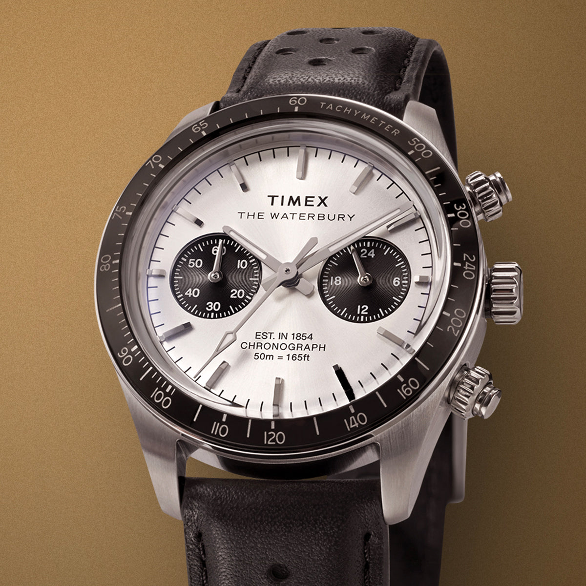 Waterbury Heritage Chronograph 39mm Leather Strap Watch