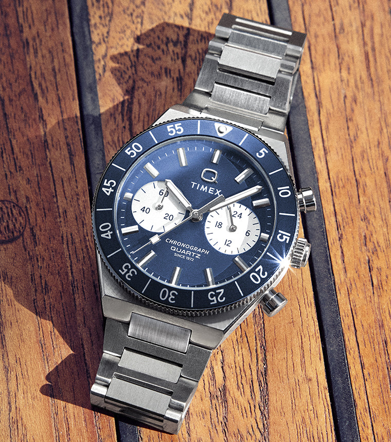 Q Timex Continental Chronograph 40mm Stainless Steel Bracelet Q Timex Continental Chronograph 40mm Stainless Steel Bracelet