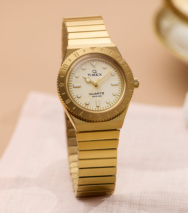 Q Timex® Mini 30mm Stainless Steel Expansion Band Watch