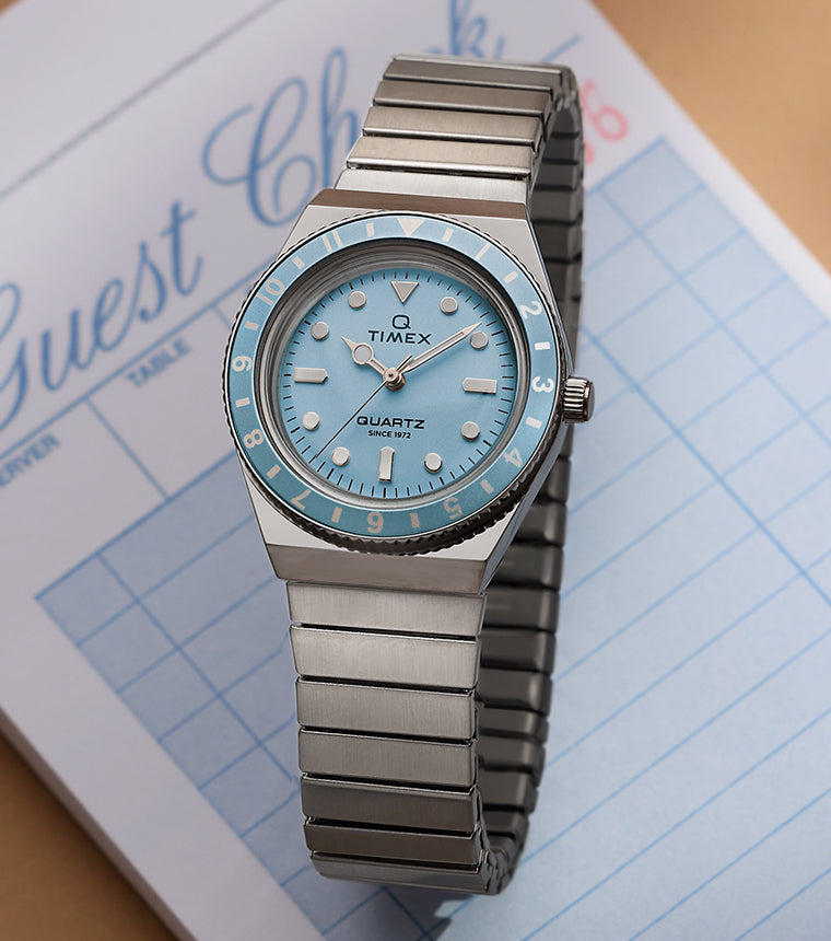 Q Timex® Mini 30mm Stainless Steel Expansion Band Watch