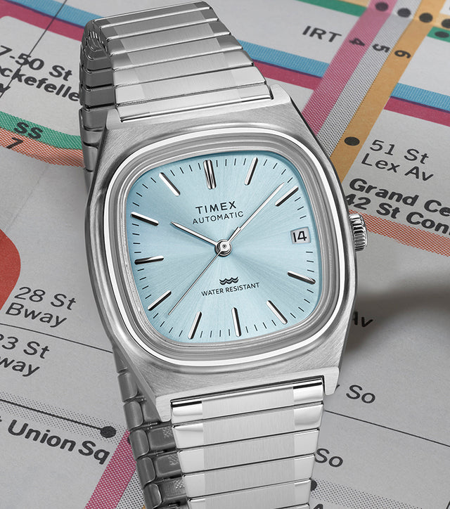 Timex Automatic 1983 E Line 34mm Stainless Steel Expansion Band Watch Timex Automatic 1983 E Line 34mm Stainless Steel Expansion Band Watch