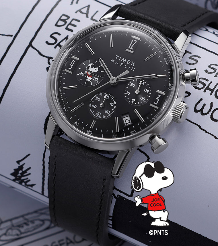 Peanuts® x Timex Marlin® Chronograph Joe Cool 40mm Leather Strap