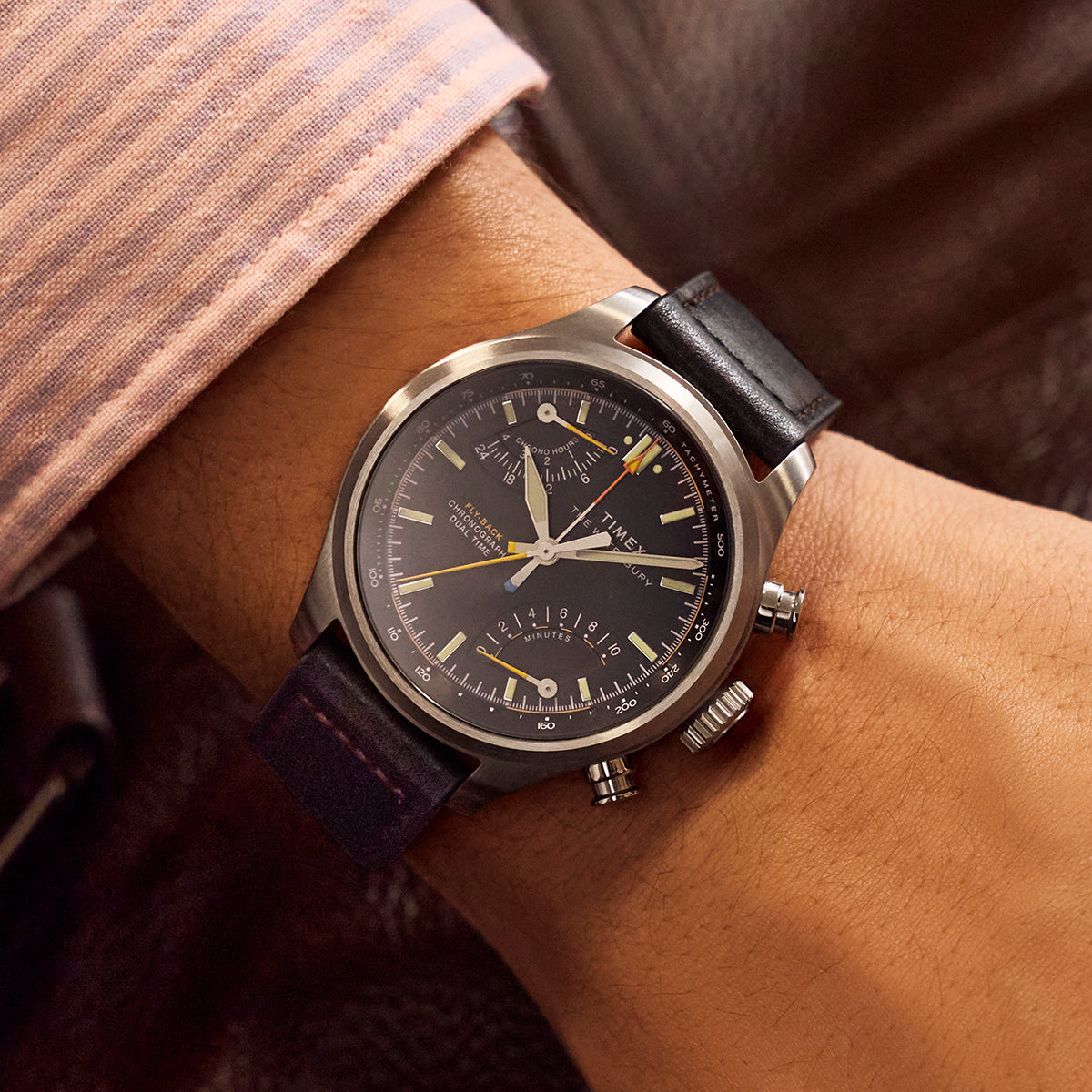 Waterbury Ace Fly-Back Chronograph 43mm Leather Strap Watch