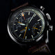 Close-up of Timex Waterbury Ace Fly-Back Chronograph dial showing subdials, tachymeter scale, and fly-back function