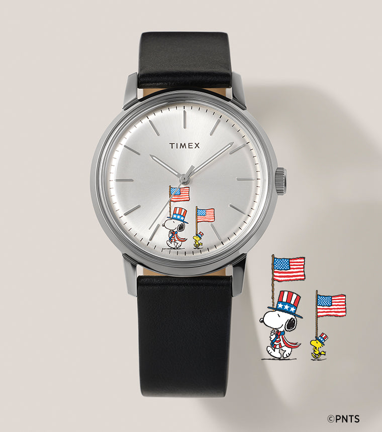 Peanuts® x Timex Marlin® Automatic Americana 40mm Leather Strap