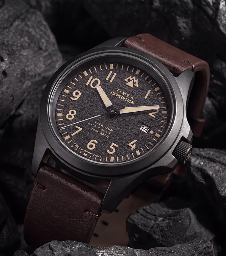 Expedition® Field Post Titanium Automatic 41mm Leather Strap Watch