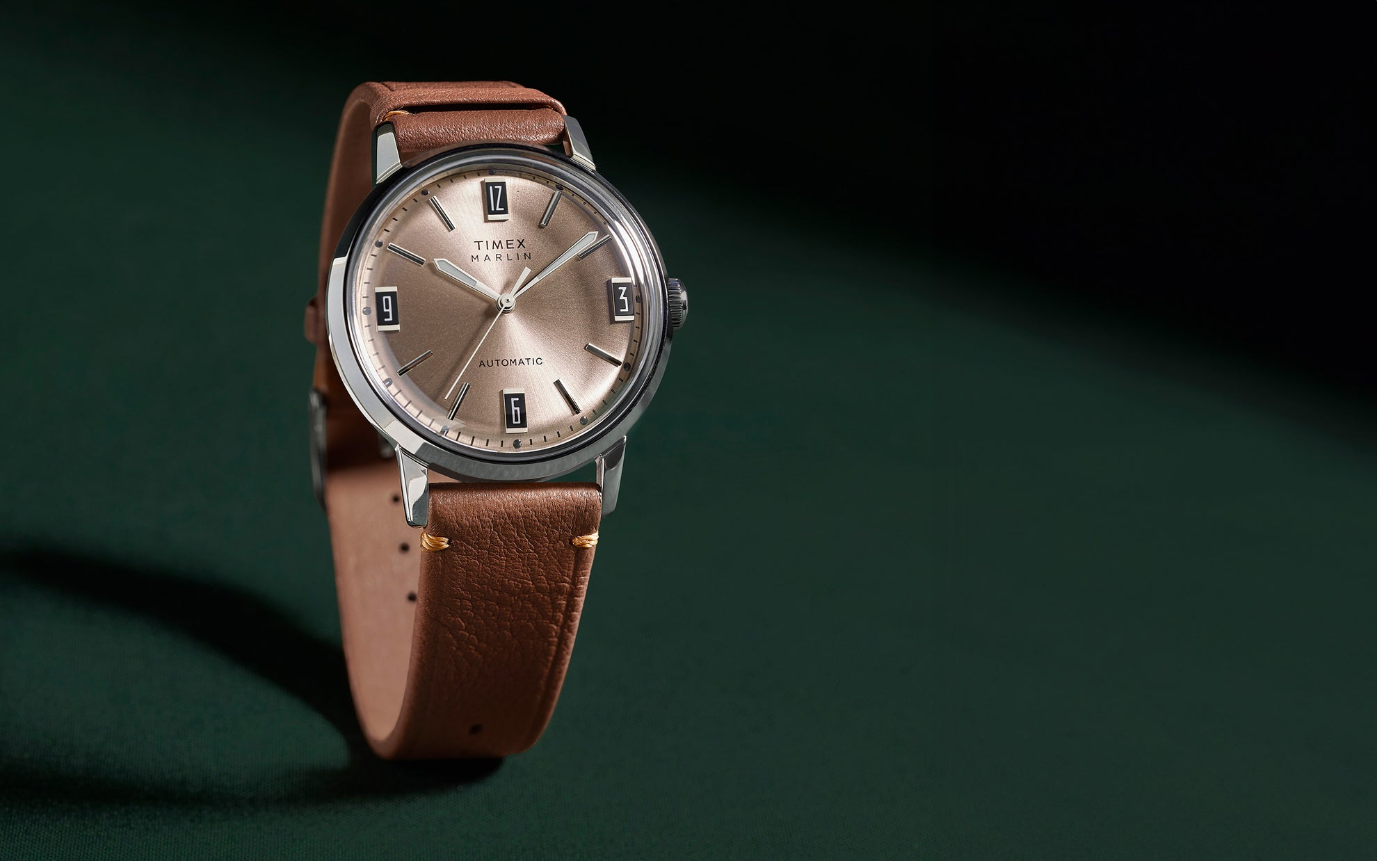 Marlin® Automatic Brown Leather Strap Watch.