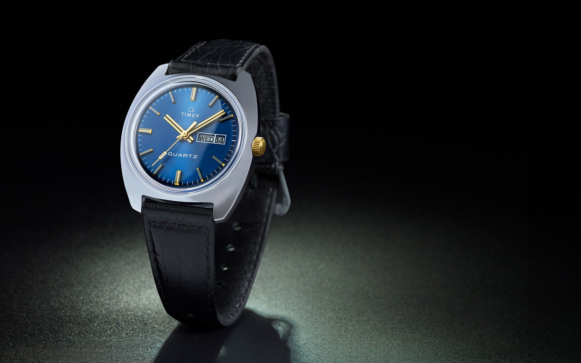 1978 Reissue with blue dial on black background