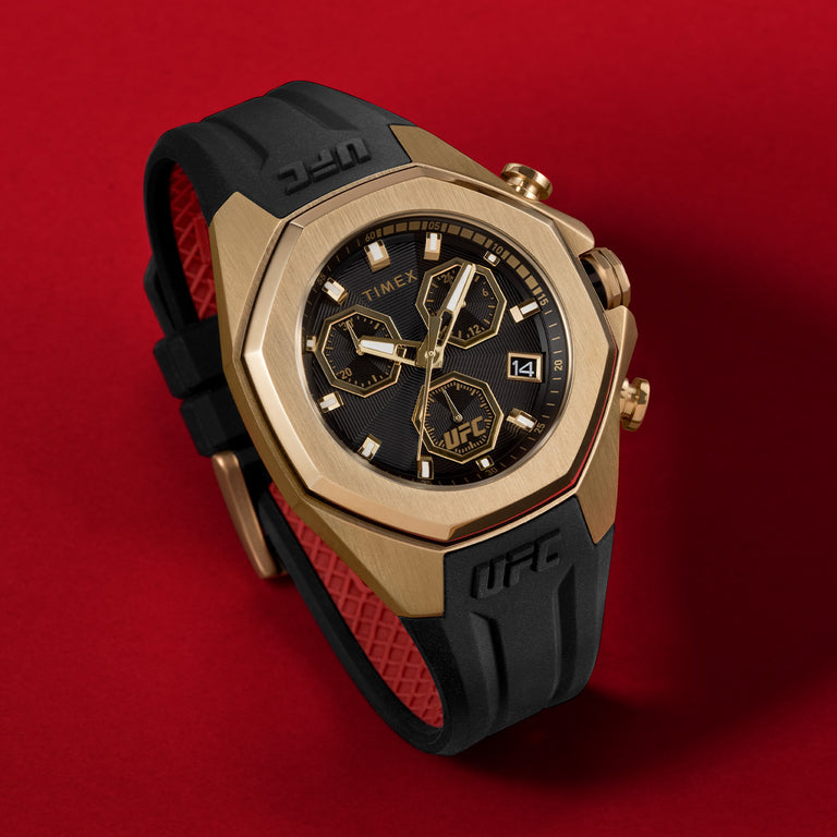 Timex UFC Pro Chronograph  Silicone Strap Watch in a Red Backgound