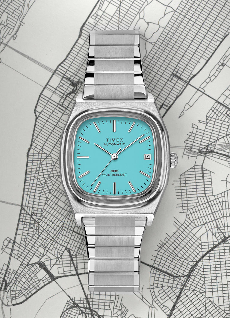 Timex Automatic 1983 E Line 34mm Stainless Steel Expansion Band Watch Timex automatic 1983 e line 34mm stainless steel expansion band watch