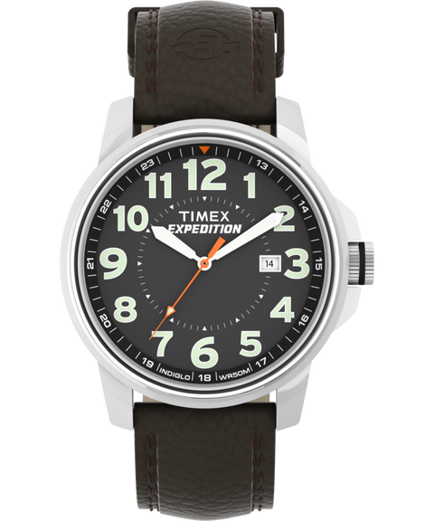 ExpeditionMetalField40mmLeatherStrapWatch