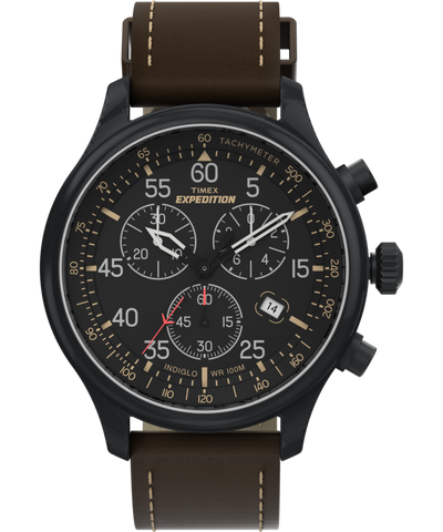 T49905 Expedition Field Chronograph 43mm Leather Watch Primary Image