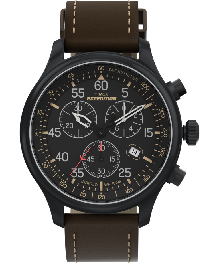 T49905 Expedition Field Chronograph 43mm Leather Watch Primary Image