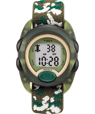 T71912 TIMEX TIME MACHINES® 34mm Green Camo Elastic Fabric Kids Digital Watch Primary Image