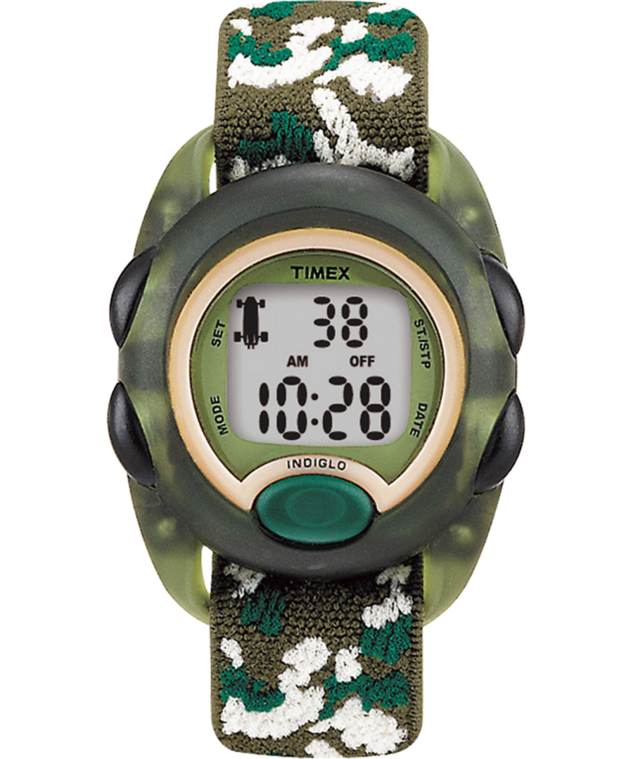 T71912 TIMEX TIME MACHINES® 34mm Green Camo Elastic Fabric Kids Digital Watch Primary Image