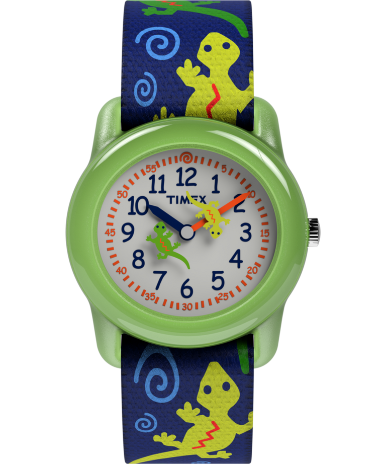 T72881 TIMEX TIME MACHINES® Reloj infantil de 29 mm con correa elástica de tejido «Green Gecko» — Imagen principal