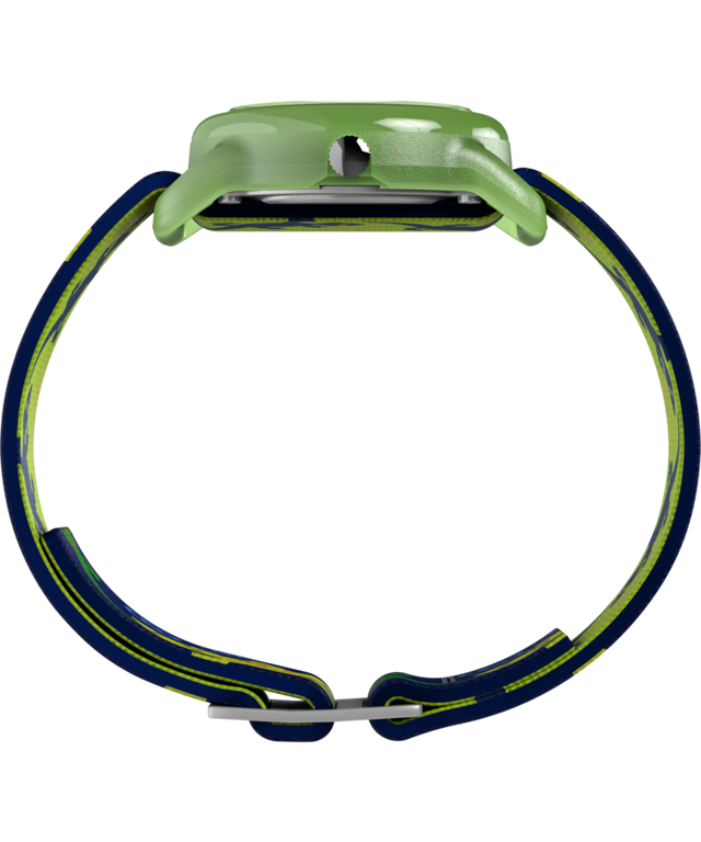 T72881 TIMEX TIME MACHINES® Reloj infantil de 29 mm con correa elástica de tejido «Green Gecko» — Imagen de perfil