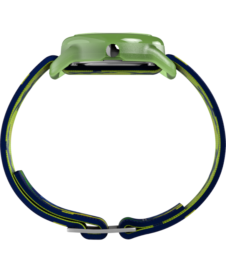 T72881 TIMEX TIME MACHINES® Reloj infantil de 29 mm con correa elástica de tejido «Green Gecko» — Imagen de perfil