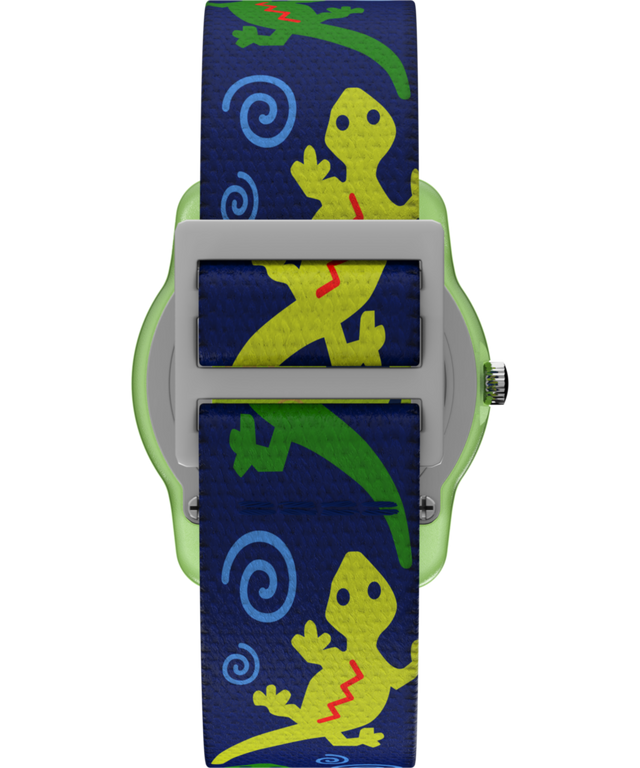 T72881 TIMEX TIME MACHINES® Correa elástica de tela para reloj infantil «Green Gecko» de 29 mm. Imagen