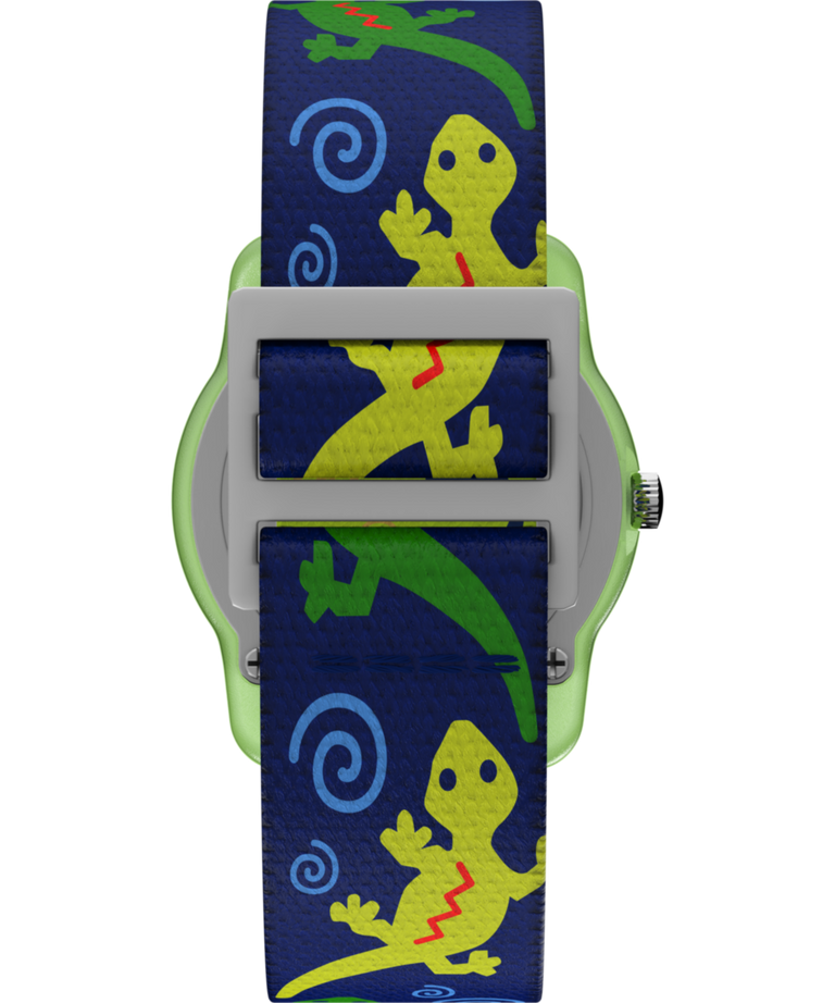 T72881 TIMEX TIME MACHINES® Correa elástica de tela para reloj infantil «Green Gecko» de 29 mm. Imagen