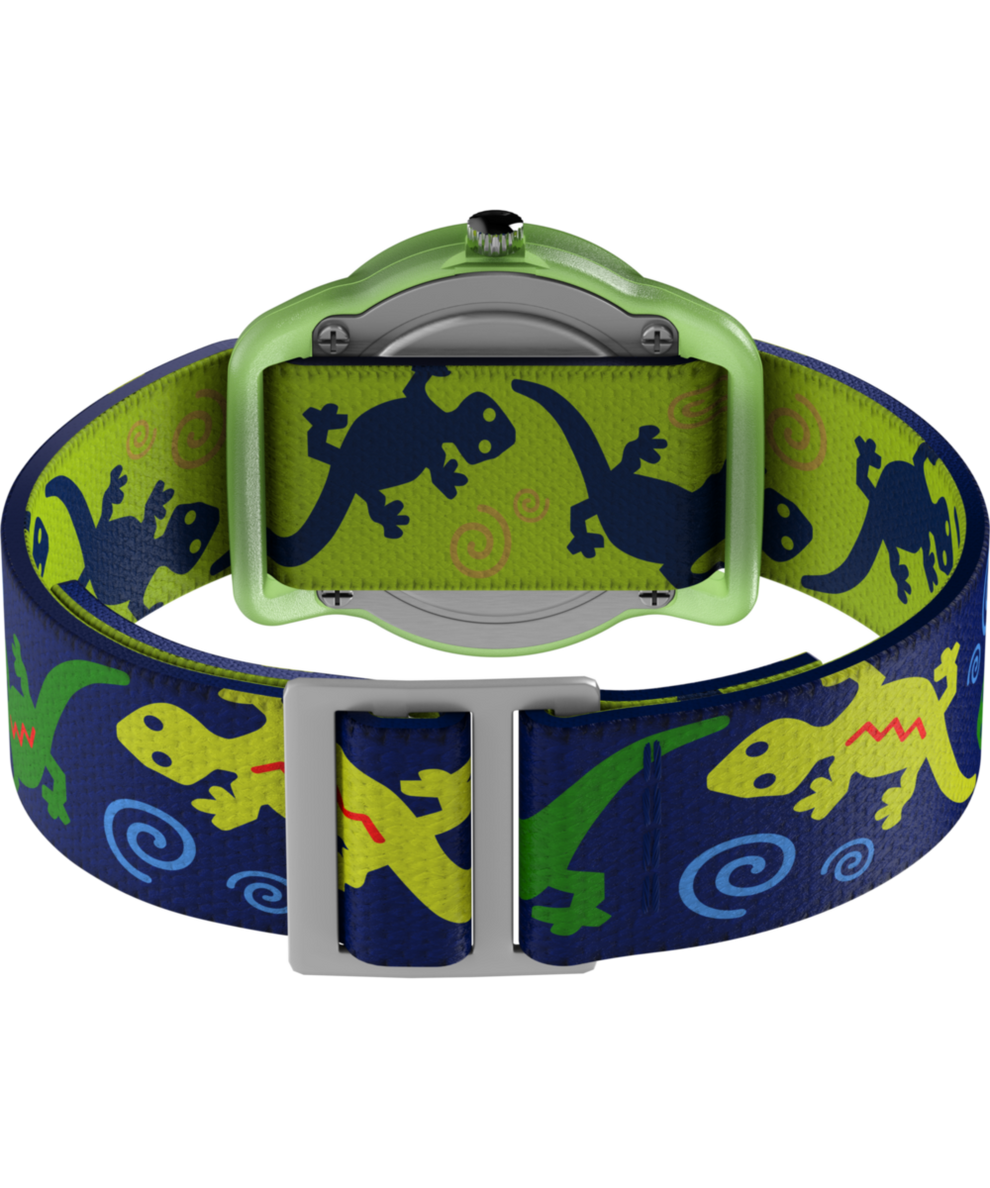 T72881 TIMEX TIME MACHINES® 29mm Green Gecko Elastic Fabric Kids Watch Caseback with Attachment Image