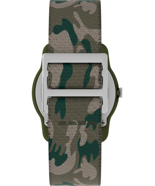 T78141 TIMEX TIME MACHINES® Correa de reloj para niños de 29 mm de tejido elástico con estampado de camuflaje verde. Imagen