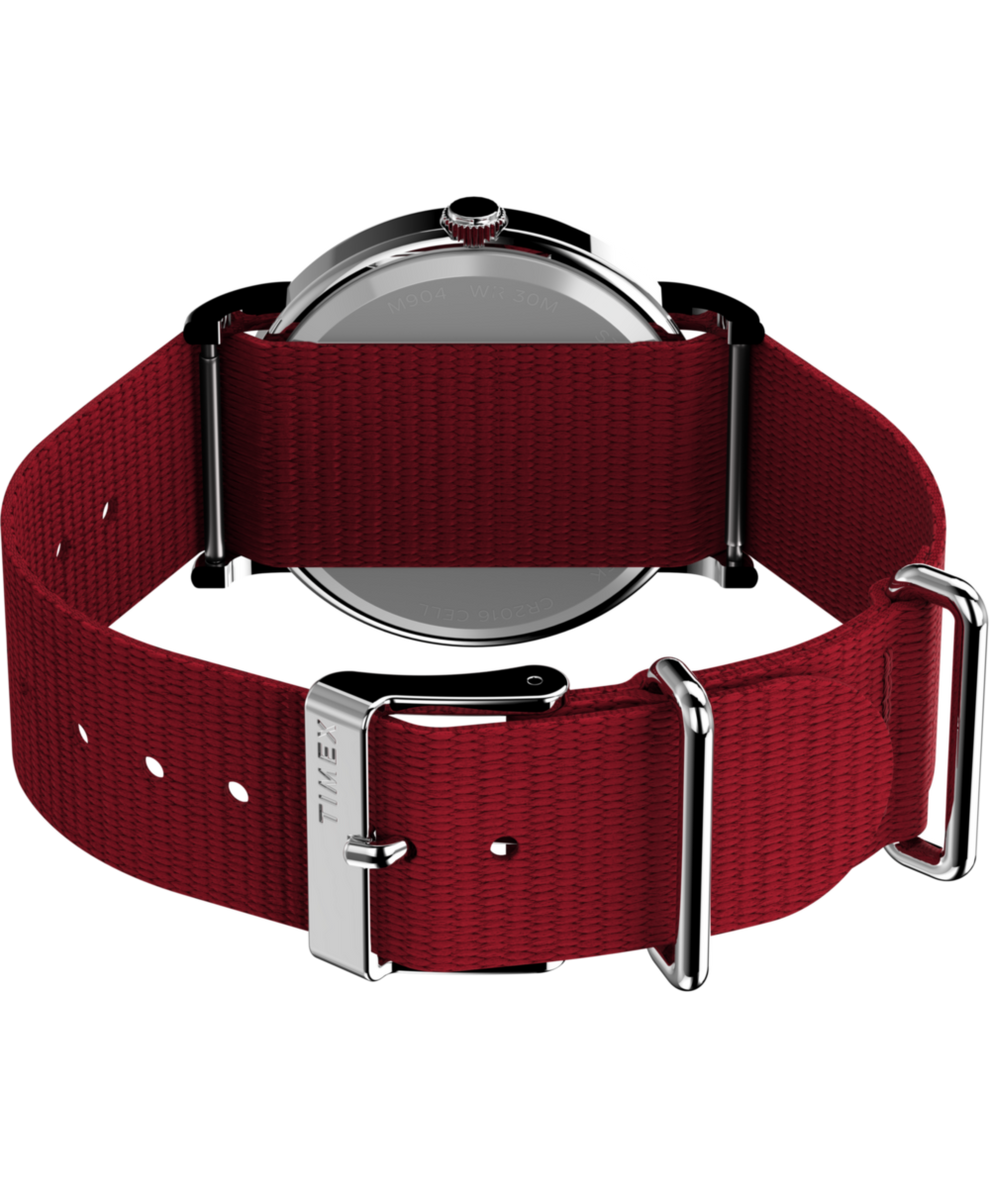 TW2R41400 Timex x Peanuts Snoopy 38mm Fabric Strap Watch Caseback with Attachment Image