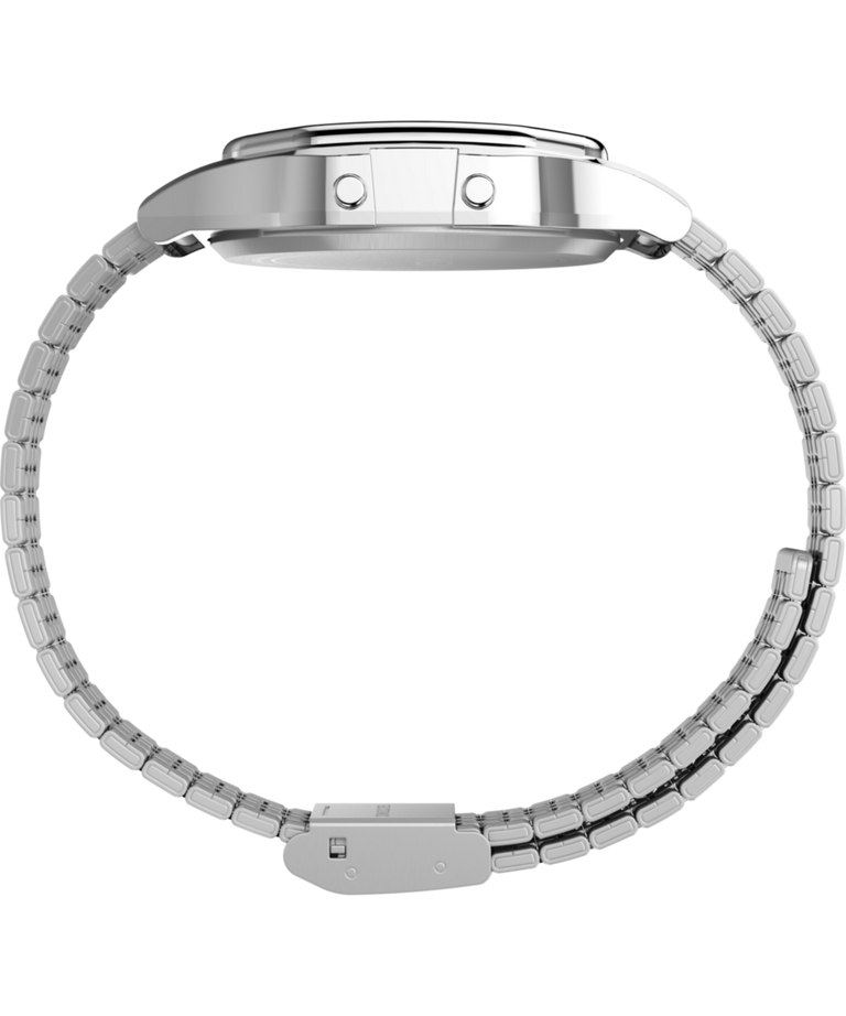 Imagen de perfil del reloj con brazalete de acero inoxidable Timex T80 de 34 mm TW2R79300