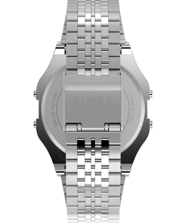 Imagen de la correa del reloj con brazalete de acero inoxidable Timex T80 de 34 mm TW2R79300