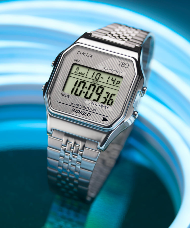 TW2R79300 Timex T80 34mm Stainless Steel Bracelet Watch Campaign Key Silhouettes (Beauty shots) Image