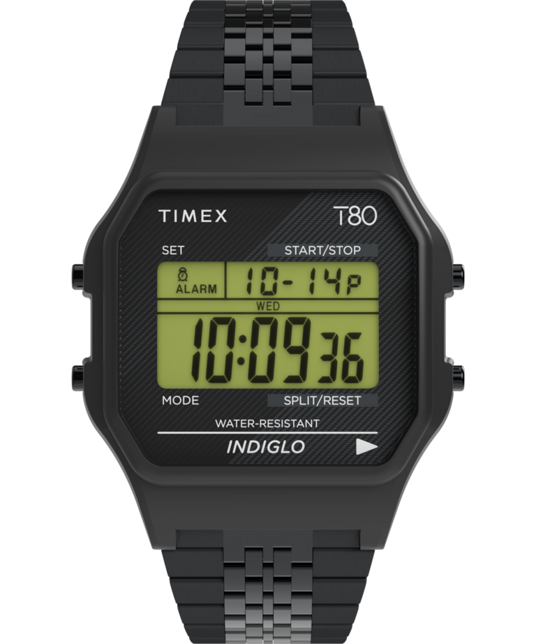 Imagen principal del reloj con brazalete de acero inoxidable Timex T80 de 34 mm TW2R79400