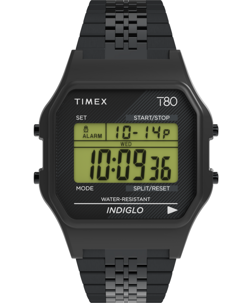 Imagen principal del reloj con brazalete de acero inoxidable Timex T80 de 34 mm TW2R79400