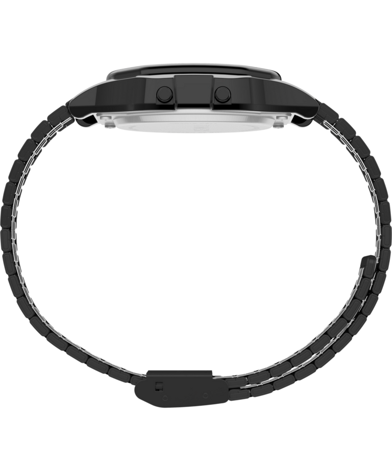 Imagen de perfil del reloj con brazalete de acero inoxidable Timex T80 de 34 mm TW2R79400