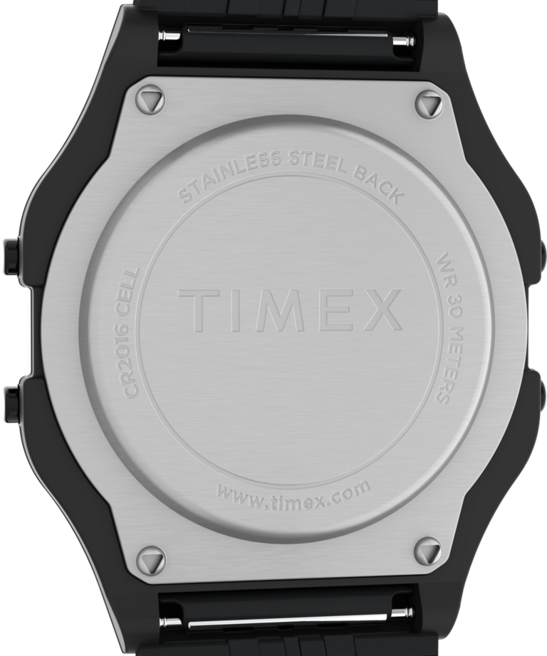 TW2R79400 Timex T80, reloj de 34 mm con brazalete de acero inoxidable: imagen del fondo de la caja
