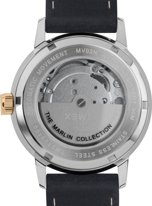 TW2T23100 Marlin® Automatic 40mm Leather Strap Watch Caseback Image