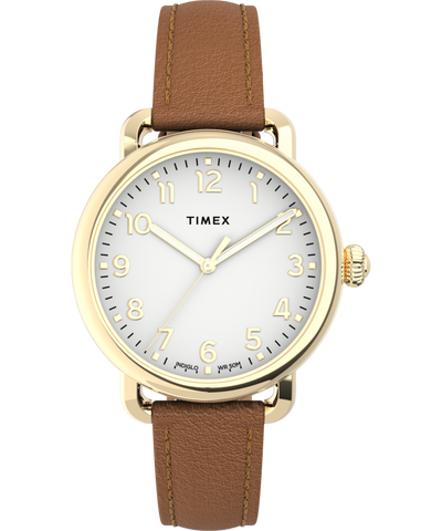 TW2U13300 Timex® Standard 34mm Leather Strap Watch Primary Image
