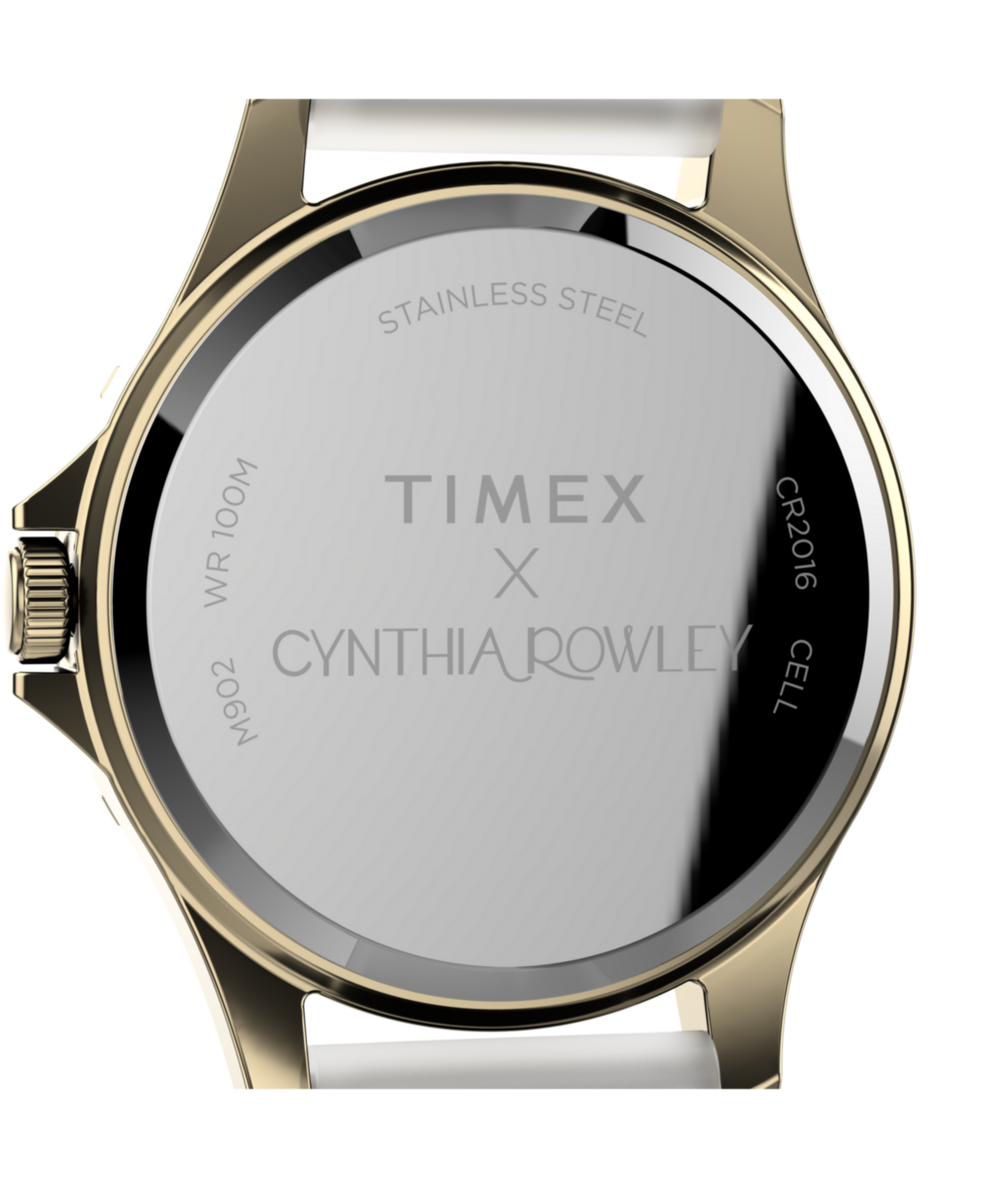 TW2U20000 Timex X Cynthia Rowley Navi 38mm Silicone Strap Watch Caseback Image