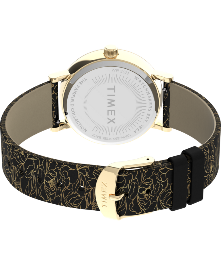 TW2U40700 Fairfield Floral 37mm Leather Strap Watch Caseback with Attachment Image