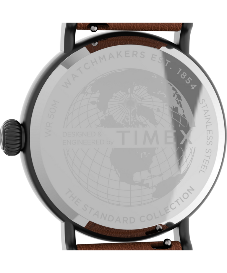 TW2U58600 Timex Standard 40mm Leather Strap Watch Caseback Image