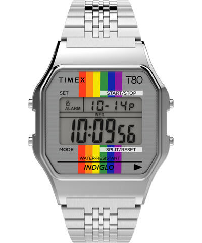 Timex T80 Rainbow 34mm Stainless Steel Bracelet Watch