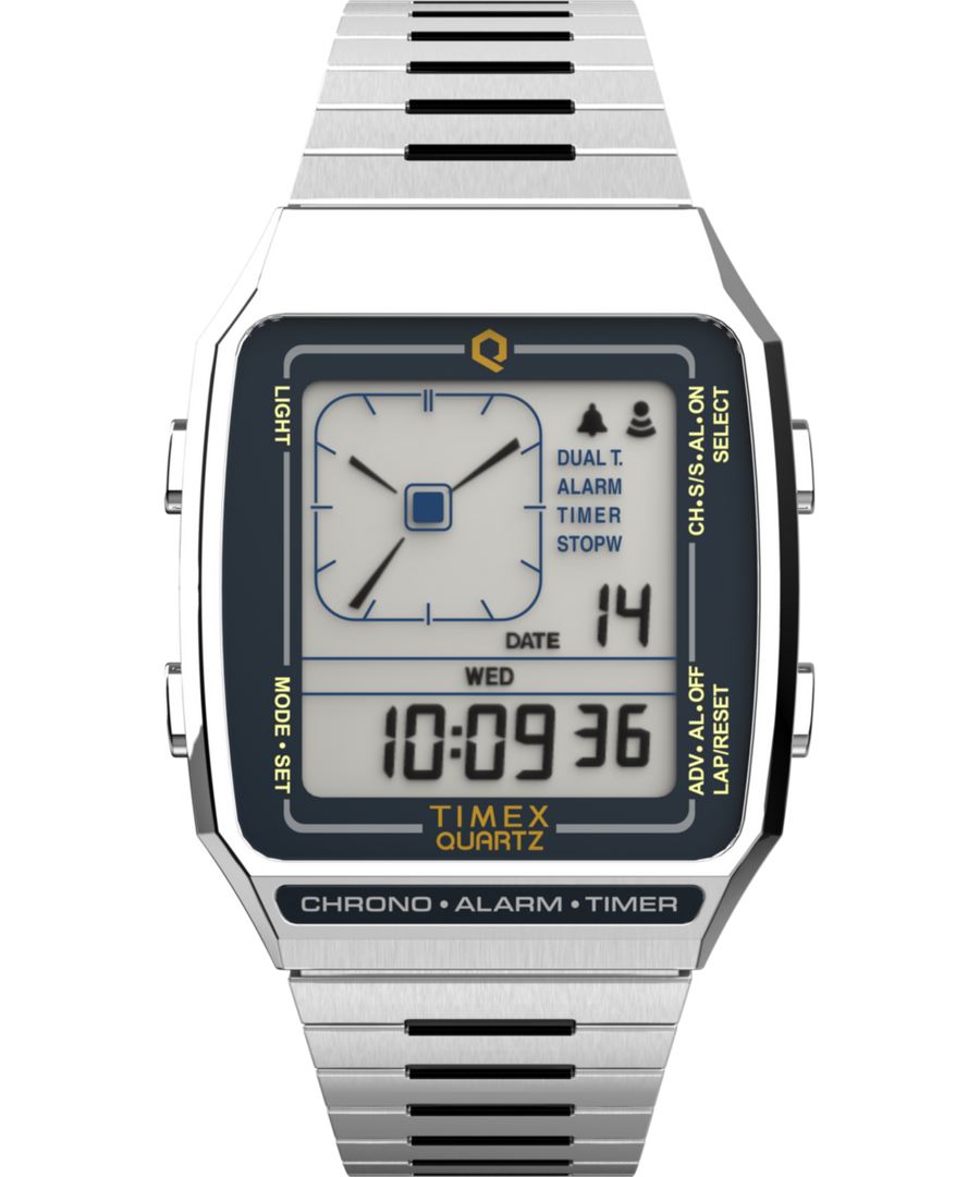 TW2U72400 Q Timex Reissue Digital LCA 32.5mm Stainless Steel Bracelet Watch Primary Image