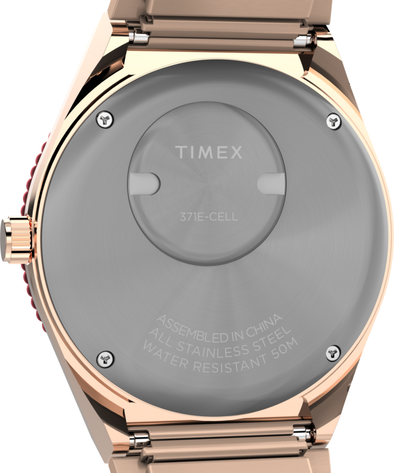 TW2U81500 Q Timex Malibu 36mm Stainless Steel Expansion Band Watch Caseback Image