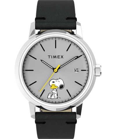 Marlin® Automatic x Peanuts Featuring Snoopy and Woodstock 40mm Leather Strap Watch
