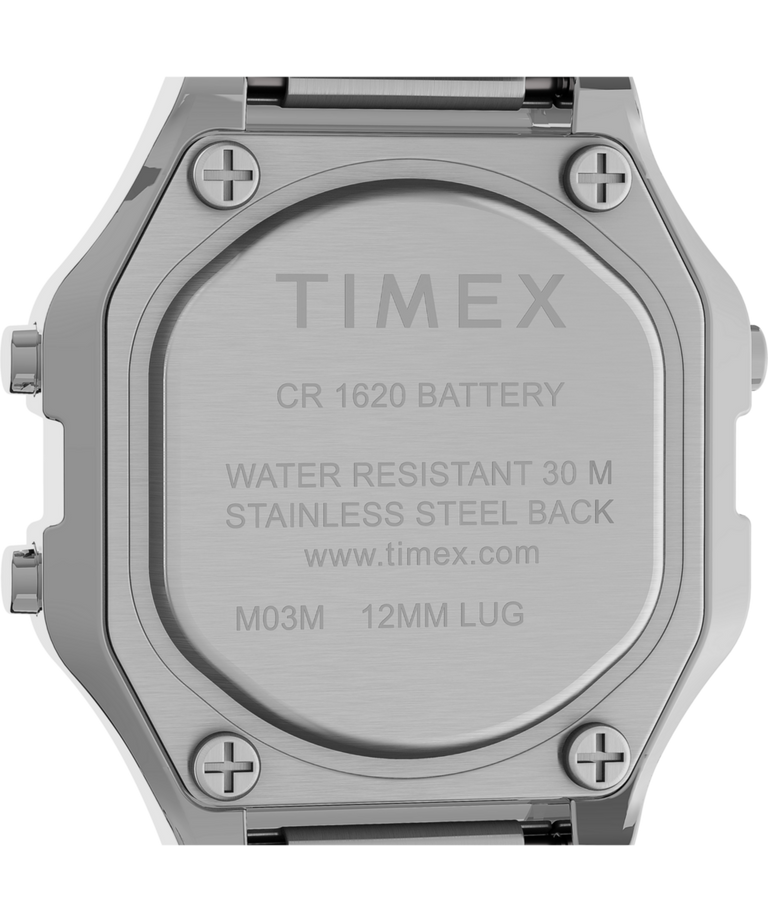 TW2U94200 Timex T80 Mini 27mm Stainless Steel Expansion Band Watch Caseback Image