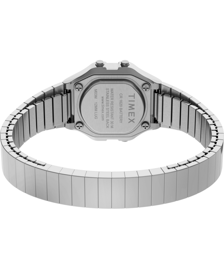 TW2U94200 Timex T80 Mini 27mm Stainless Steel Expansion Band Watch Caseback with Attachment Image