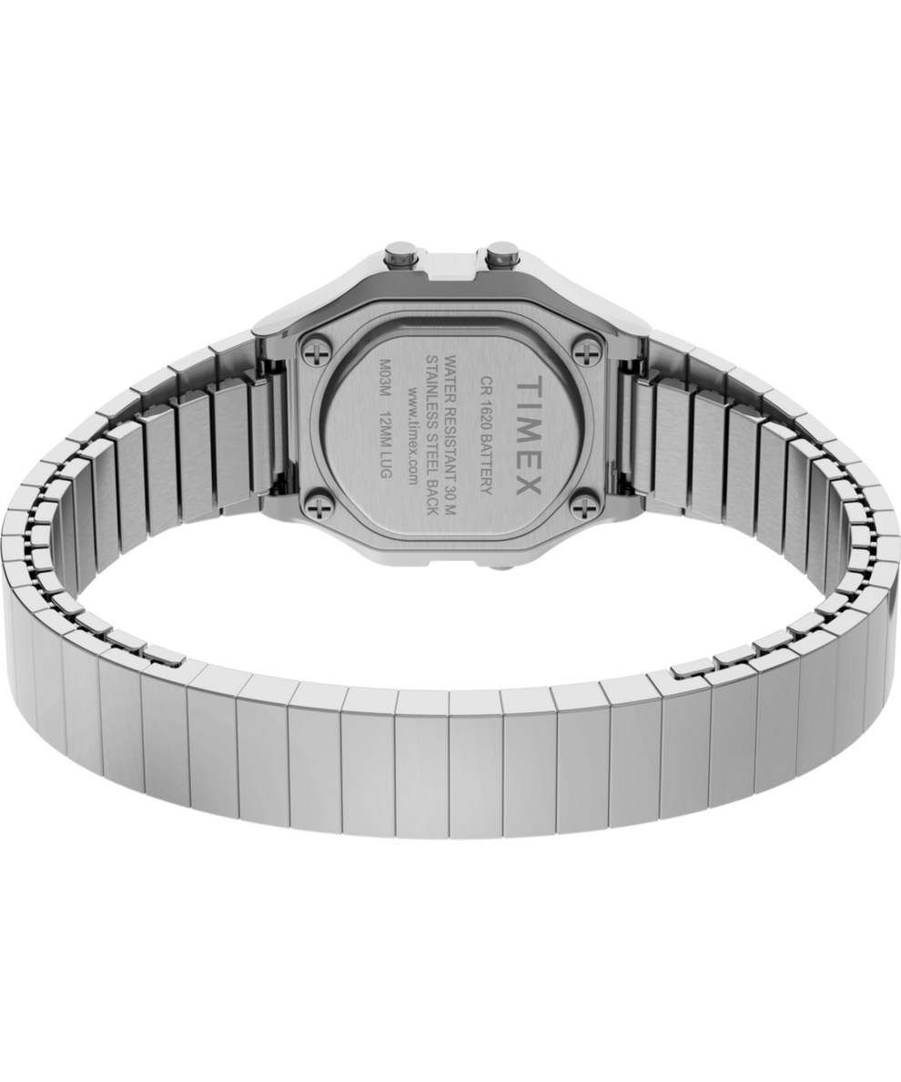 TW2U94200 Timex T80 Mini 27mm Stainless Steel Expansion Band Watch Caseback with Attachment Image