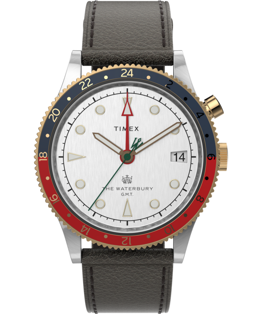 TW2U99100 Waterbury Traditional GMT 39mm Leather Strap Watch Primary Image