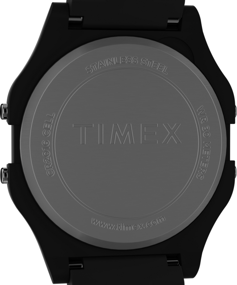 TW2V20000 Timex 80 36mm Glossy Black Resin Bracelet Watch Caseback Image